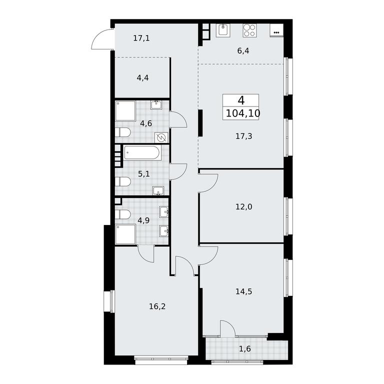 3-BD Apartment Sale, 104.1 sq. m. at Dom na Zorge, Zorge Street, 25с2, Moscow, Russia #1