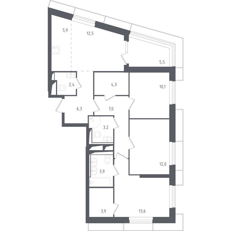 2-BD Apartment Sale, 89.17 sq. m. at Sputnik, Lipovoy Roschi Street, 1к4, derevnya Razdory, Odintsovskiy City District, Moscow Region, Russia #1 2-BD Apartment Sale, 89.17 sq. m. at Sputnik, Lipovoy Roschi Street, 1к4, derevnya Razdory, Odintsovskiy City District, Moscow Region, Russia #1