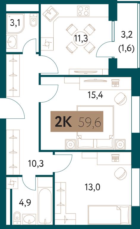 2-BD Apartment Sale, 59.7 sq. m. at Nastoiashchee, Vinnitskaya Street, 8к1, Moscow, Russia #1 2-BD Apartment Sale, 59.7 sq. m. at Nastoiashchee, Vinnitskaya Street, 8к1, Moscow, Russia #1