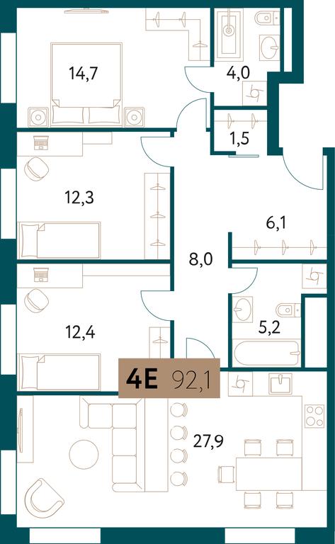3-BD Apartment Sale, 92.1 sq. m. at Nastoiashchee, Vinnitskaya Street, 8к1, Moscow, Russia #2 3-BD Apartment Sale, 92.1 sq. m. at Nastoiashchee, Vinnitskaya Street, 8к1, Moscow, Russia #2