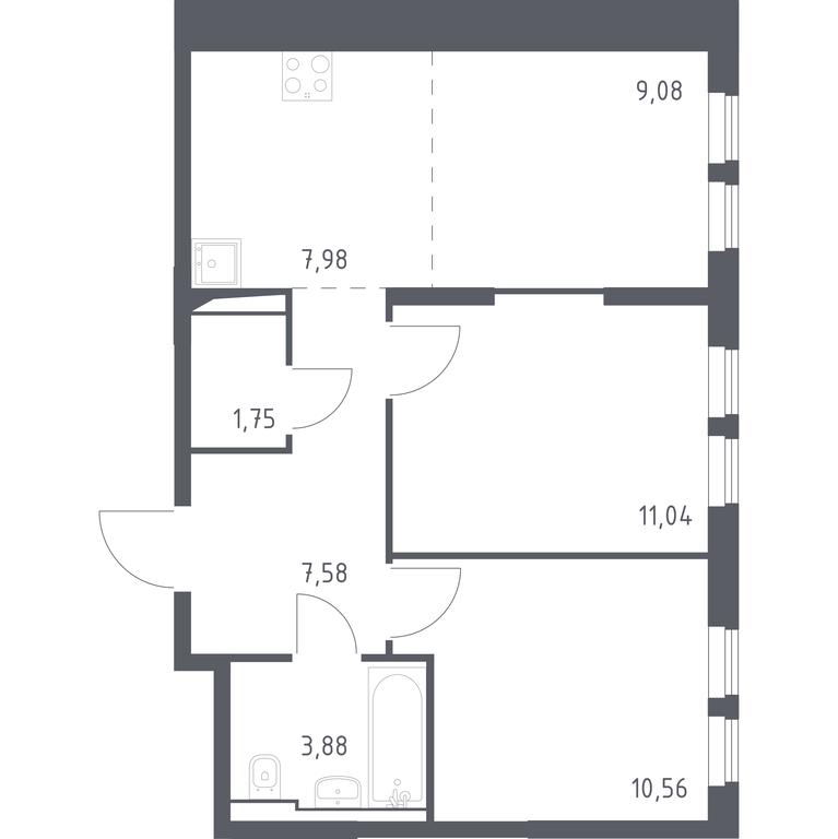 1-BD Apartment Sale, 51.87 sq. m. at Ostafevo, Ostafyevskoe Highway, 12к1, Ryazanovskoe Settlement, Moscow, Russia #1