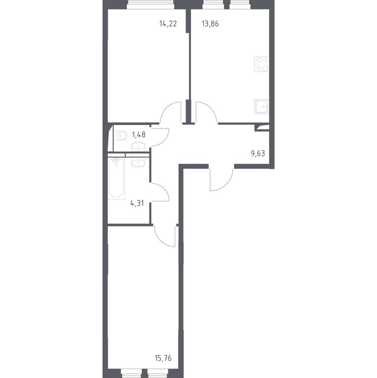 1-BD Apartment Sale, 59.26 sq. m. at Ostafevo, Ostafyevskoe Highway, 12к1, Ryazanovskoe Settlement, Moscow, Russia #1