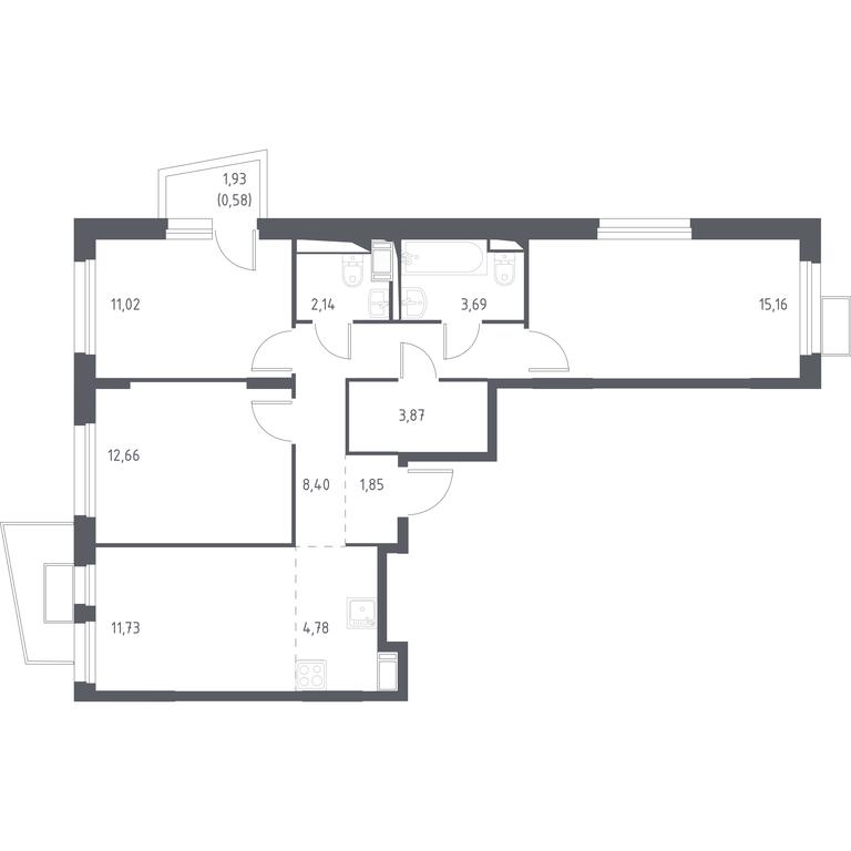 2-BD Apartment Sale, 75.2 sq. m. at Gorki Park, Shkolnaya ulitsa, 2, derevnya Korobovo, Leninskiy City District, Moscow Region, Russia #1