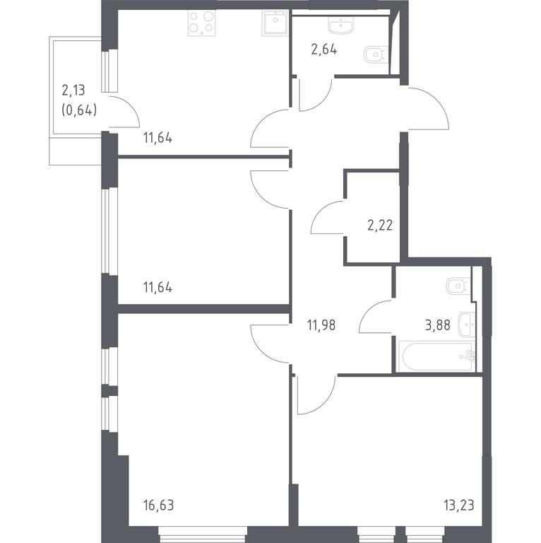 2-BD Apartment Sale, 74.5 sq. m. at Ostafevo, Ostafyevskoe Highway, 12к1, Ryazanovskoe Settlement, Moscow, Russia #1 2-BD Apartment Sale, 74.5 sq. m. at Ostafevo, Ostafyevskoe Highway, 12к1, Ryazanovskoe Settlement, Moscow, Russia #1