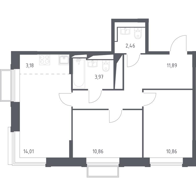 1-BD Apartment Sale, 57.23 sq. m. at Dolina Yauzy, Trudovaya Street, 23, Mytischi, Moscow Region, Russia #1 1-BD Apartment Sale, 57.23 sq. m. at Dolina Yauzy, Trudovaya Street, 23, Mytischi, Moscow Region, Russia #1