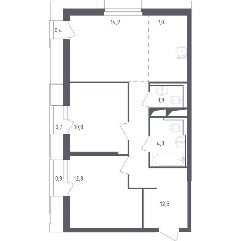 1-BD Apartment Sale, 64.92 sq. m. at Sputnik, Lipovoy Roschi Street, 1к4, derevnya Razdory, Odintsovskiy City District, Moscow Region, Russia #1