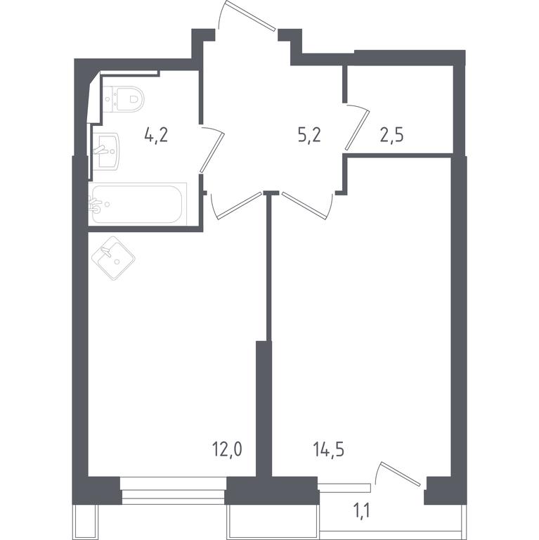 Apartment Sale, 39.53 sq. m. at Sputnik, Lipovoy Roschi Street, 1к4, derevnya Razdory, Odintsovskiy City District, Moscow Region, Russia #1