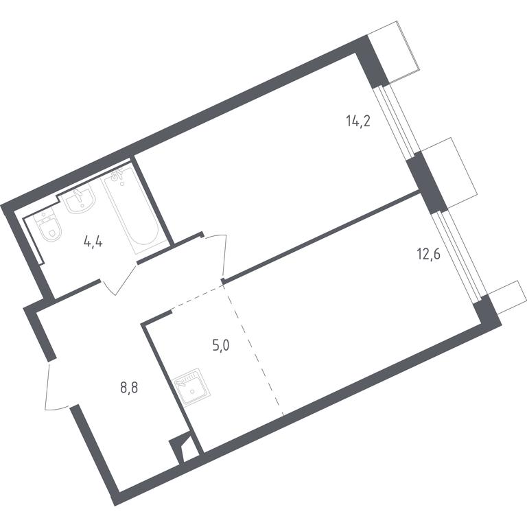 Apartment Sale, 44.91 sq. m. at Sputnik, Lipovoy Roschi Street, 1к4, derevnya Razdory, Odintsovskiy City District, Moscow Region, Russia #1 Apartment Sale, 44.91 sq. m. at Sputnik, Lipovoy Roschi Street, 1к4, derevnya Razdory, Odintsovskiy City District, Moscow Region, Russia #1