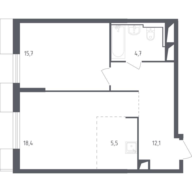 Apartment Sale, 56.49平方米 at Sputnik, Lipovoy Roschi Street, 1к4, derevnya Razdory, Odintsovskiy City District, Moscow Region, Russia #1 Apartment Sale, 56.49平方米 at Sputnik, Lipovoy Roschi Street, 1к4, derevnya Razdory, Odintsovskiy City District, Moscow Region, Russia #1