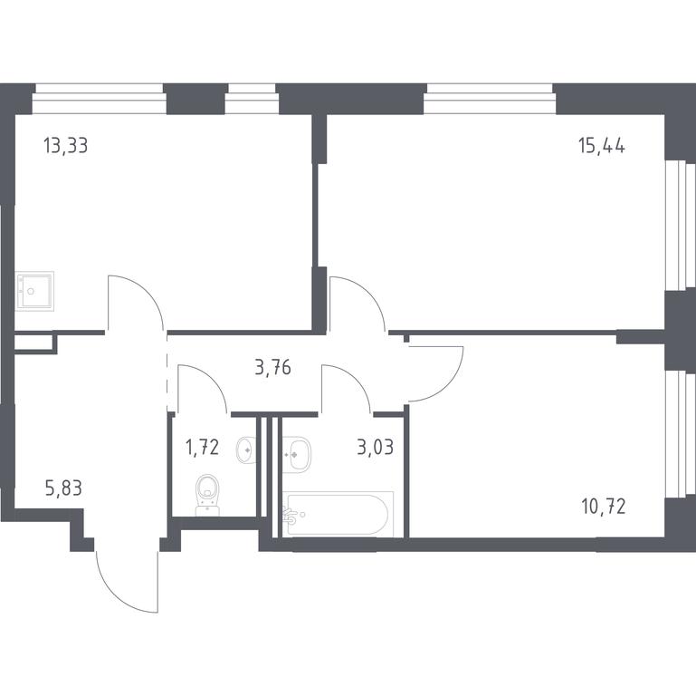 1-BD Apartment Sale, 52.9 sq. m. at Rublevskiy Kvartal, Laykovo Green Quarter, zhiloy kompleks Gorod-sobytiye Laykovo, selo Laykovo, Odintsovskiy City District, Moscow Region, Russia #1