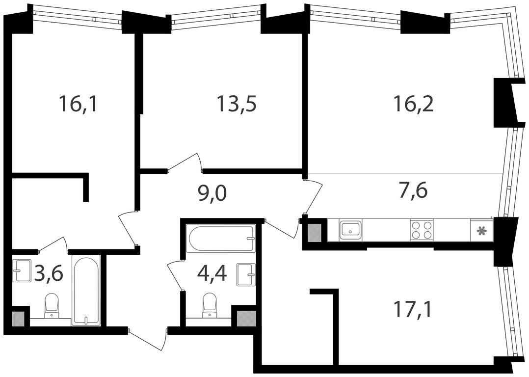 3-BD Apartment Sale, 87.5平方米 at Petrovskiy Park II, Stary Petrovsko-Razumovsky Drive, 1/23, Moscow, Russia #1