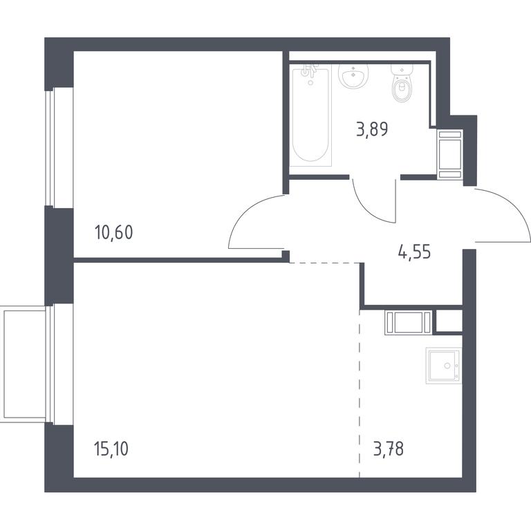 Apartment Sale, 37.7 sq. m. at Tomilino Park, 1-y kvartal, posyolok Zhilino-1, Lubertsy City District, Moscow Region, Russia #1