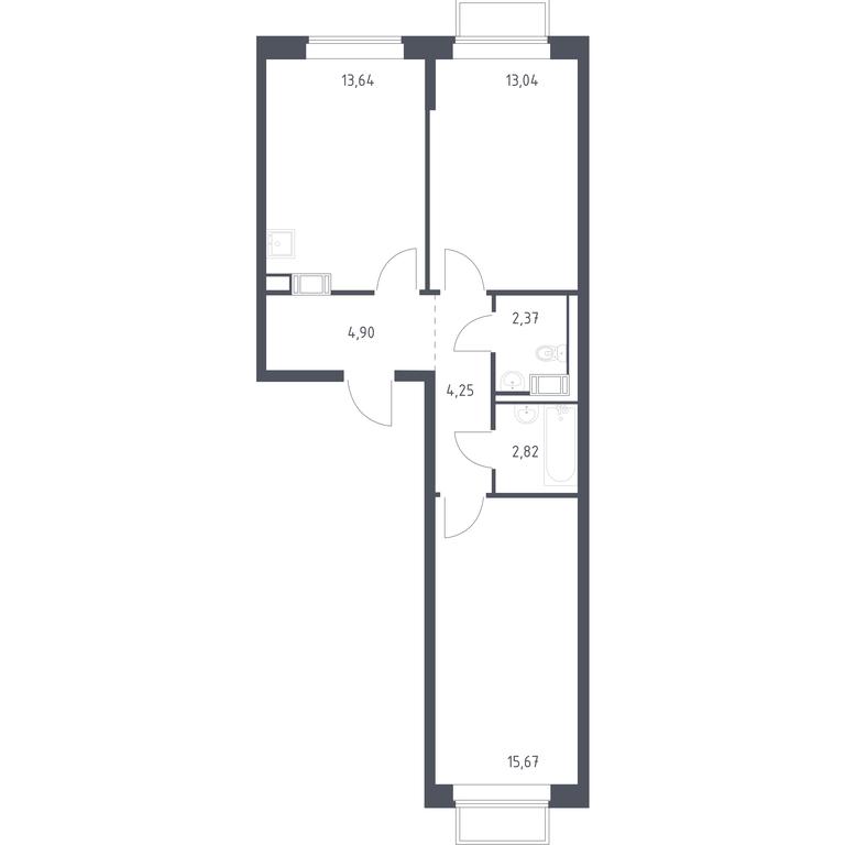 1-BD Apartment Sale, 56.2 sq. m. at Tomilino Park, 1-y kvartal, posyolok Zhilino-1, Lubertsy City District, Moscow Region, Russia #1