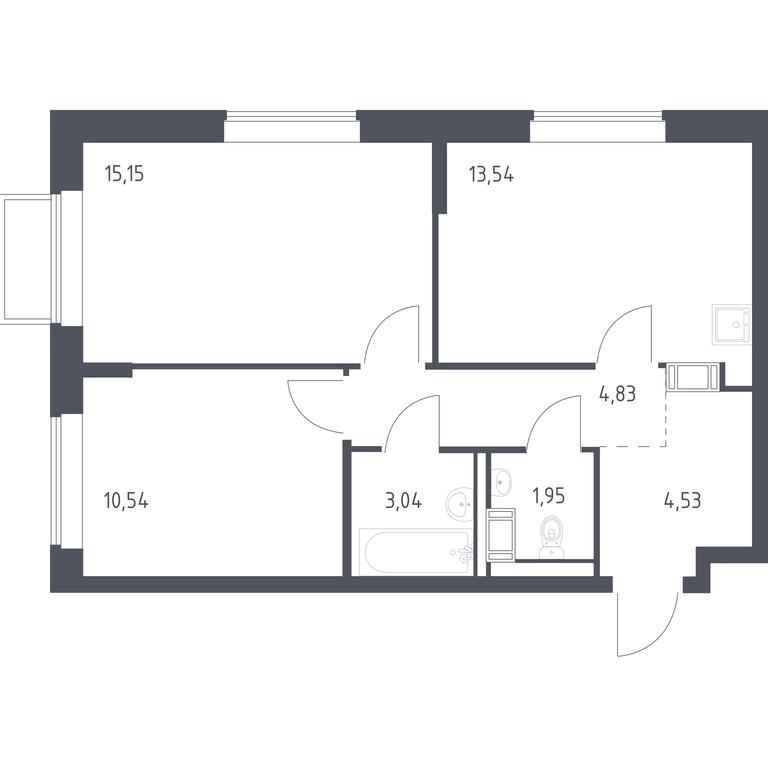 1-BD Apartment Sale, 53.4平方米 at Tomilino Park, 1-y kvartal, posyolok Zhilino-1, Lubertsy City District, Moscow Region, Russia #1 1-BD Apartment Sale, 53.4平方米 at Tomilino Park, 1-y kvartal, posyolok Zhilino-1, Lubertsy City District, Moscow Region, Russia #1