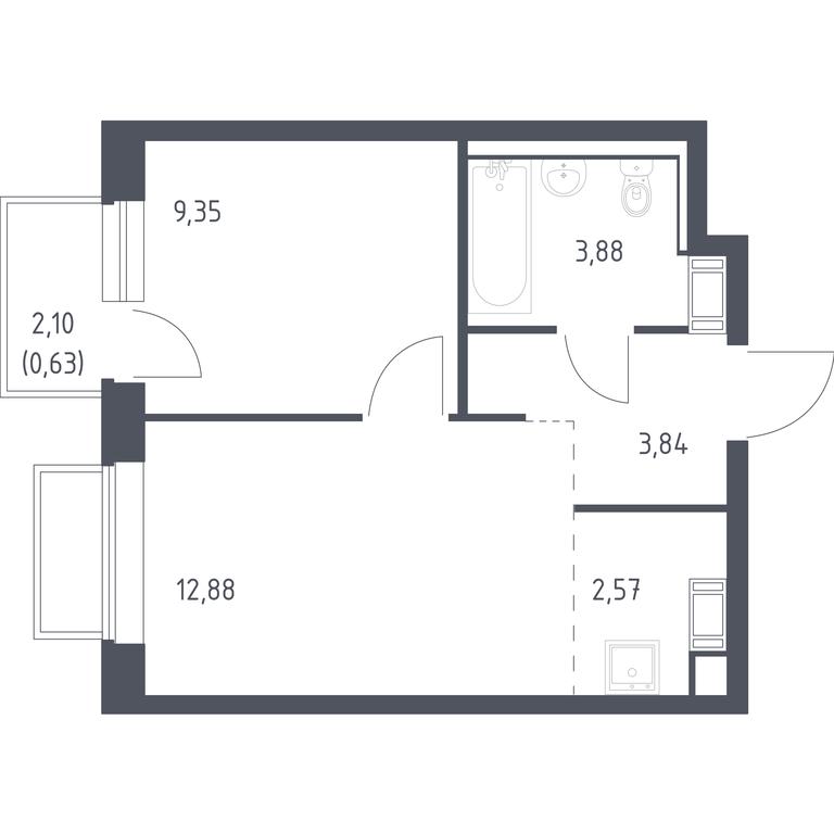 Apartment Sale, 33 sq. m. at Tomilino Park, 1-y kvartal, posyolok Zhilino-1, Lubertsy City District, Moscow Region, Russia #1