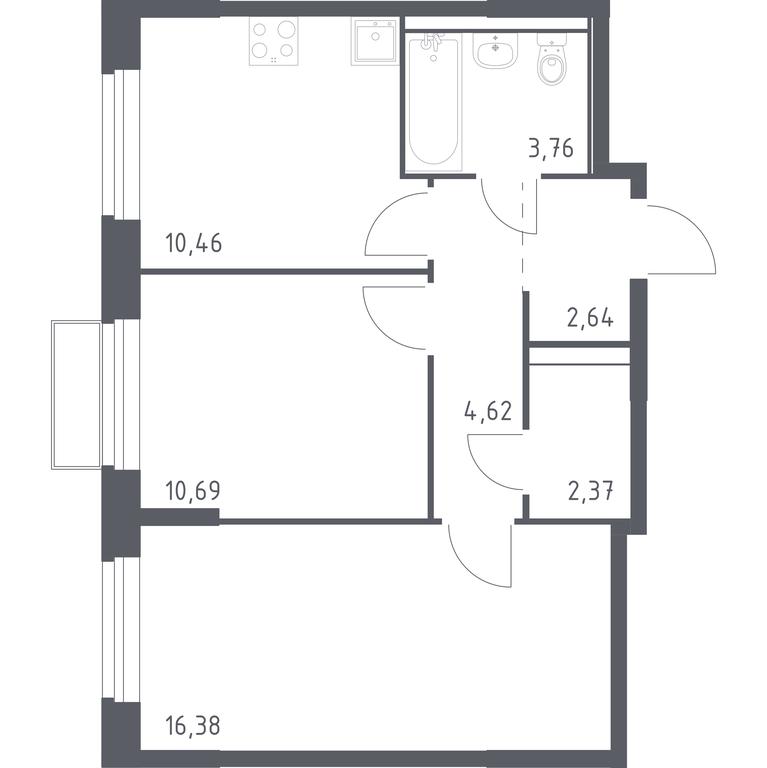1-BD Apartment Sale, 50.92平方米 at Kvartal Marino, kvartal № 175, 1с1, Filimonkovskoye Municipal Formation, Moscow, Russia #1