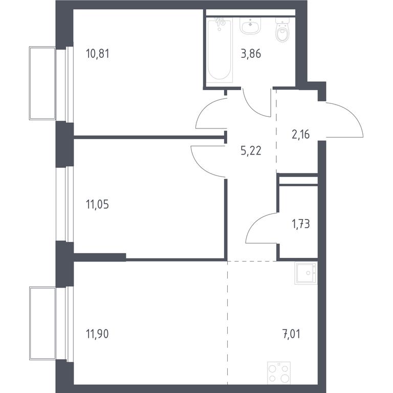 1-BD Apartment Sale, 53.74平方米 at Kvartal Marino, kvartal № 175, 1с1, Filimonkovskoye Municipal Formation, Moscow, Russia #1 1-BD Apartment Sale, 53.74平方米 at Kvartal Marino, kvartal № 175, 1с1, Filimonkovskoye Municipal Formation, Moscow, Russia #1