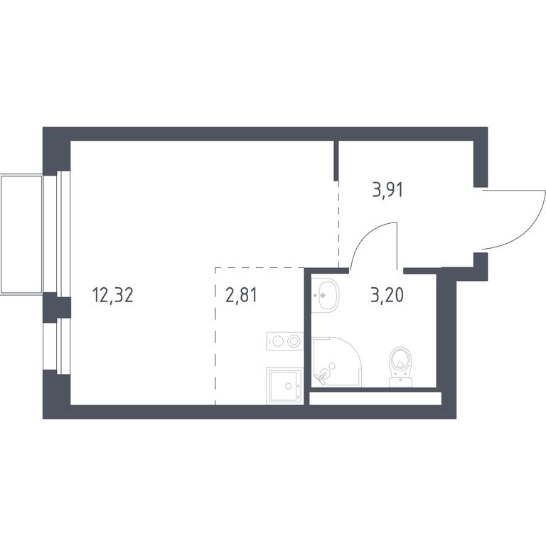 Apartment Sale, 22.24平方米 at Kvartal Marino, kvartal № 175, 1с1, Filimonkovskoye Municipal Formation, Moscow, Russia #1