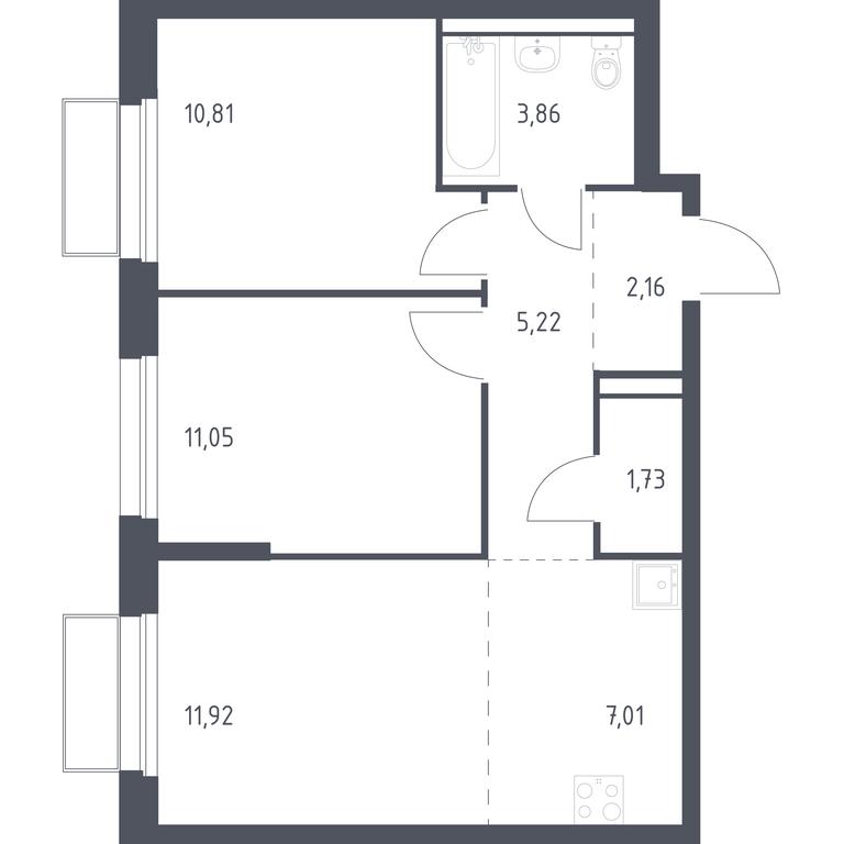 1-BD Apartment Sale, 53.76 sq. m. at Kvartal Marino, kvartal № 175, 1с1, Filimonkovskoye Municipal Formation, Moscow, Russia #1 1-BD Apartment Sale, 53.76 sq. m. at Kvartal Marino, kvartal № 175, 1с1, Filimonkovskoye Municipal Formation, Moscow, Russia #1