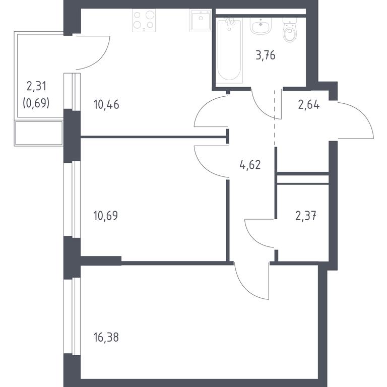 1-BD Apartment Sale, 51.61 sq. m. at Kvartal Marino, kvartal № 175, 1с1, Filimonkovskoye Municipal Formation, Moscow, Russia #1 1-BD Apartment Sale, 51.61 sq. m. at Kvartal Marino, kvartal № 175, 1с1, Filimonkovskoye Municipal Formation, Moscow, Russia #1