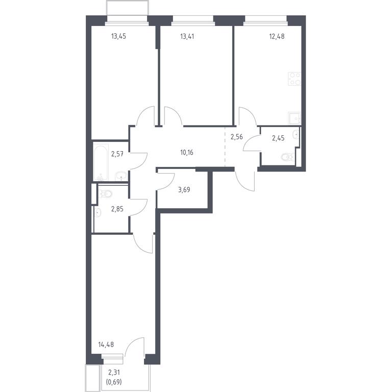 Продажа 2-комн. квартиры, 78,79 м² в ЖК «Квартал Марьино», квартал № 175, 1с1, поселение Филимонковское, Москва, Россия #1