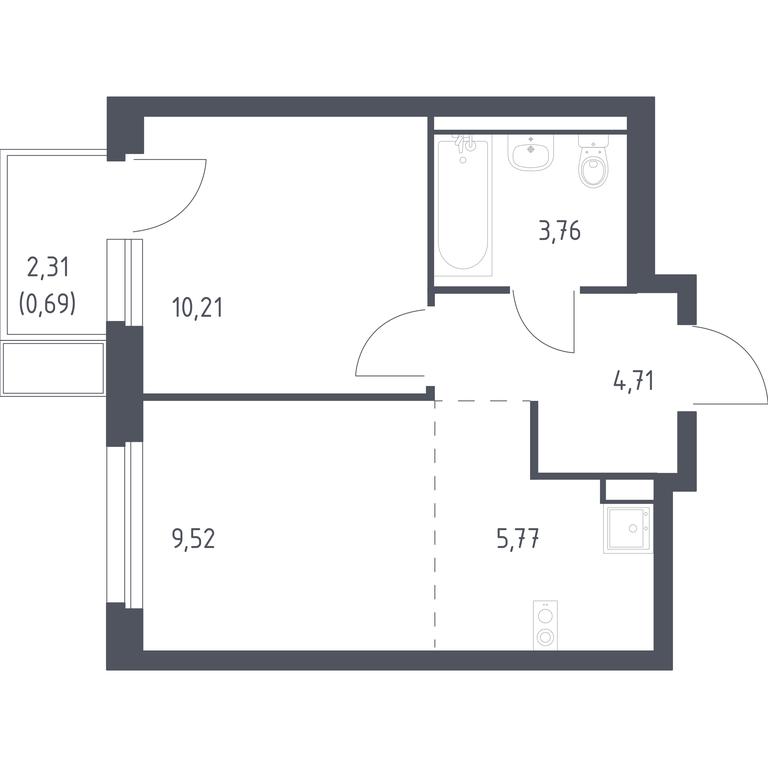 Apartment Sale, 34.66平方米 at Kvartal Marino, kvartal № 175, 1с1, Filimonkovskoye Municipal Formation, Moscow, Russia #1