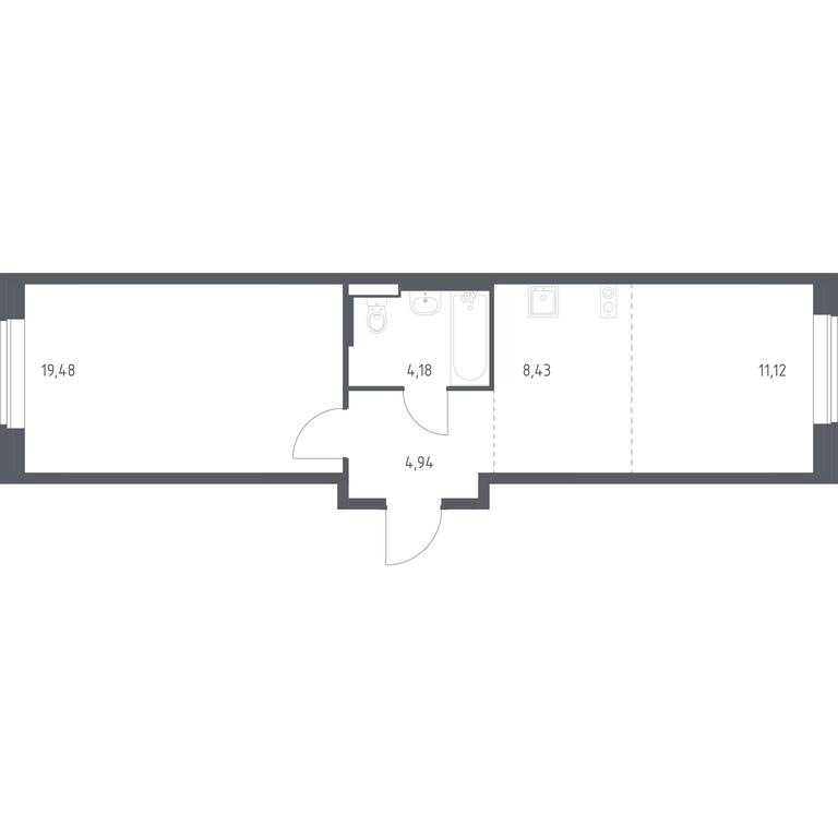 Apartment Sale, 48.15平方米 at Novoe Vnukovo, kvartal № 38, Kokoshkino Settlement, Moscow, Russia #1