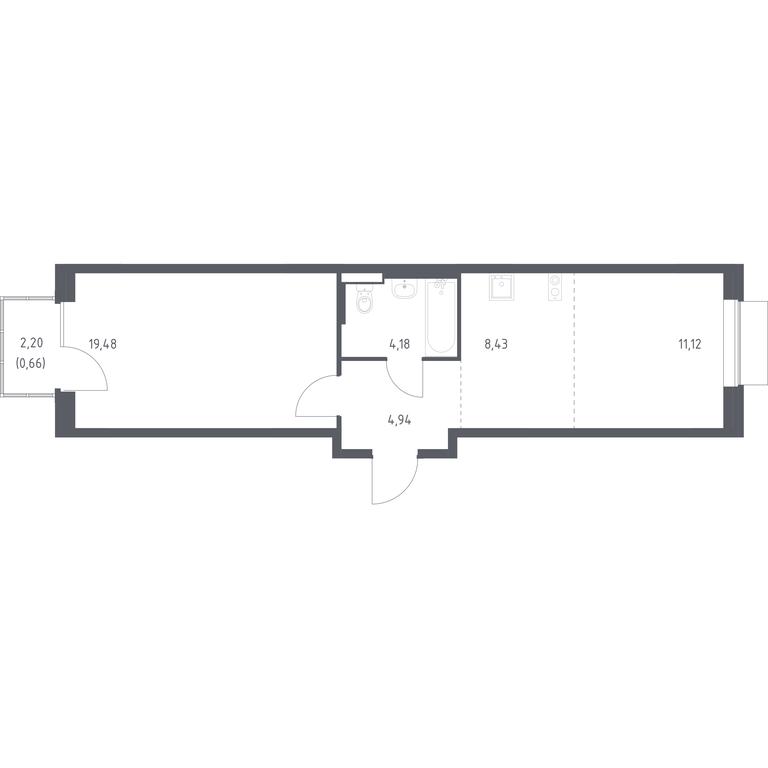 Apartment Sale, 48.81平方米 at Novoe Vnukovo, kvartal № 38, Kokoshkino Settlement, Moscow, Russia #1