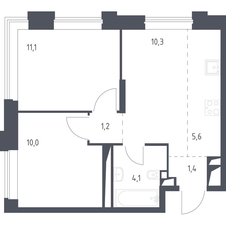 1-BD Apartment Sale, 43.46 sq. m. at Vereiskaya 41, Vereyskaya Street, 41, Moscow, Russia #1
