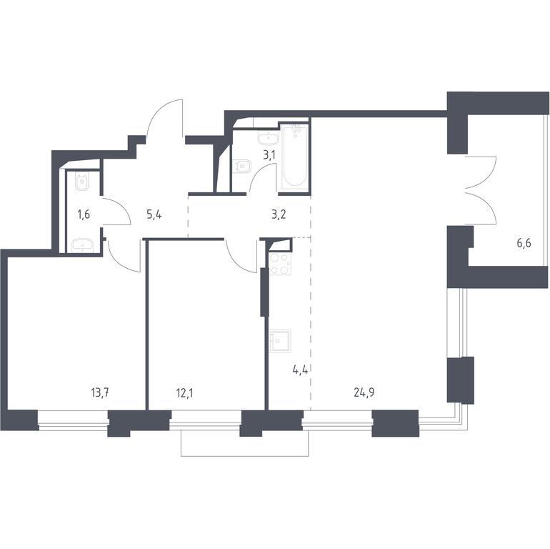 1-BD Apartment Sale, 70.34 sq. m. at Vereiskaya 41, Vereyskaya Street, 41, Moscow, Russia #1 1-BD Apartment Sale, 70.34 sq. m. at Vereiskaya 41, Vereyskaya Street, 41, Moscow, Russia #1