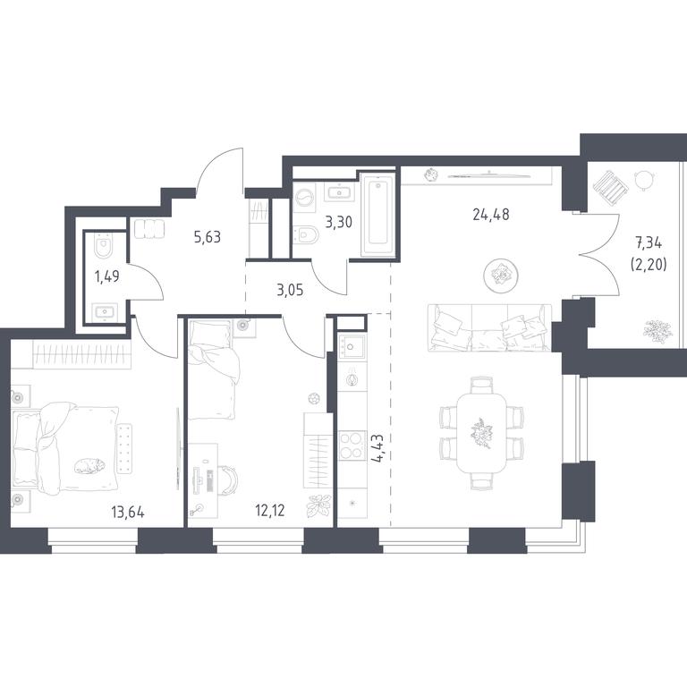1-BD Apartment Sale, 70.34 sq. m. at Vereiskaya 41, Vereyskaya Street, 41, Moscow, Russia #2 1-BD Apartment Sale, 70.34 sq. m. at Vereiskaya 41, Vereyskaya Street, 41, Moscow, Russia #2