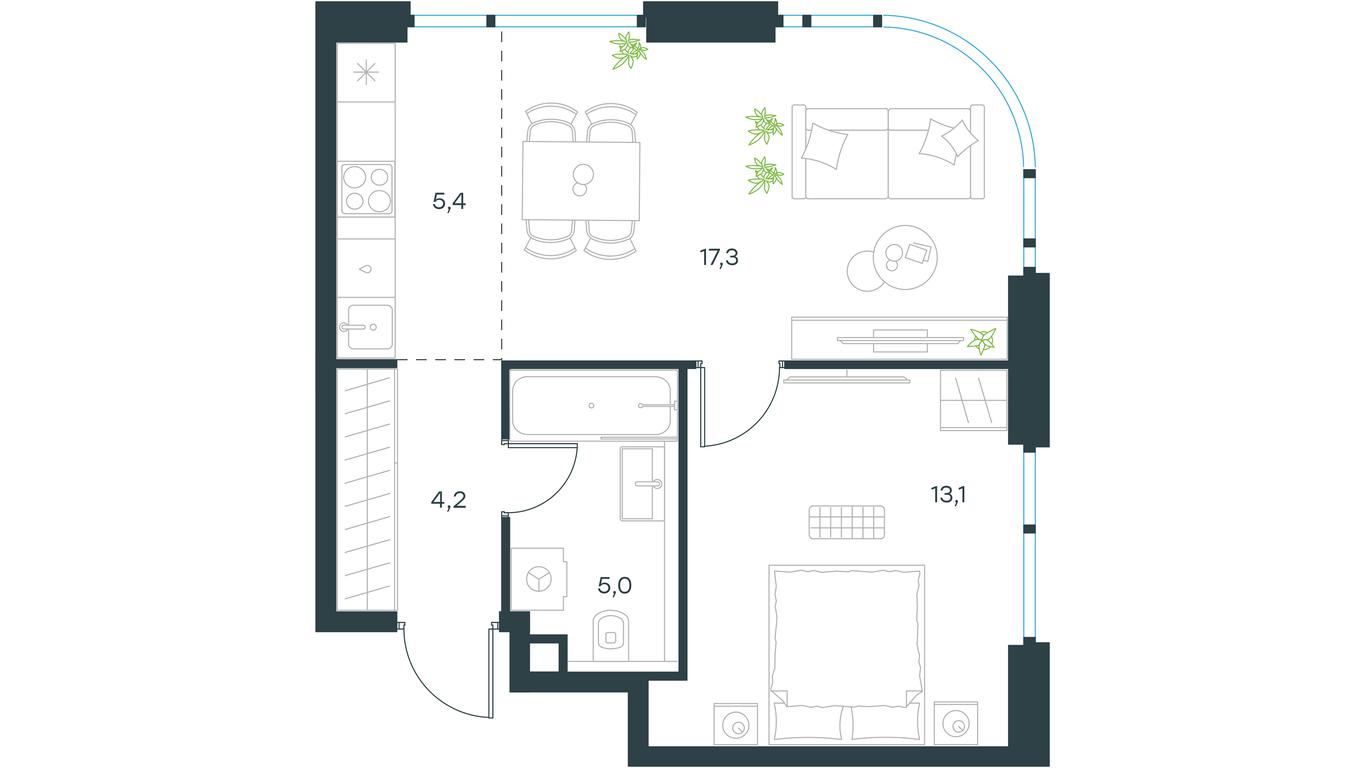 Продажа 1-комн. квартиры, 45 м² в ЖК «Левел Мичуринский (Level Мичуринский)», Озёрная улица, вл1, Москва, Россия #1