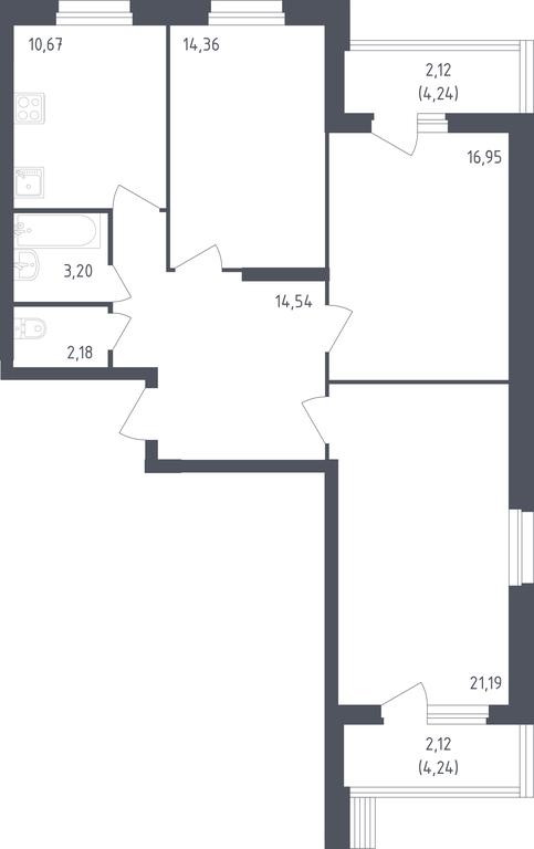 Продажа 2-комн. квартиры, 87,33 м² в ЖК «Егорово Парк», 1-й квартал, посёлок Жилино-1, городской округ Люберцы, Московская область, Россия #1