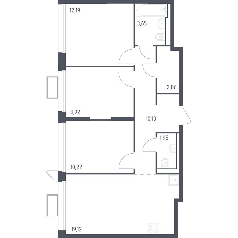 2-BD Apartment Sale, 70.18 sq. m. at Kvartal Strogino, zhiloy kompleks Kvartal Strogino, Krasnogorsk, Moscow Region, Russia #1