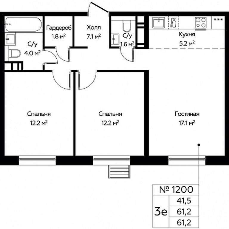 2-BD Apartment Sale, 61.2平方米 at Eko Bunino, prospekt Kuprina, 34к1, Sosenskoye Settlement, Moscow, Russia #1 2-BD Apartment Sale, 61.2平方米 at Eko Bunino, prospekt Kuprina, 34к1, Sosenskoye Settlement, Moscow, Russia #1