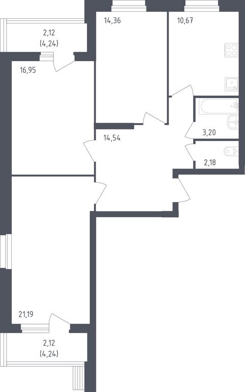 Продажа 2-комн. квартиры, 87,33 м² в ЖК «Егорово Парк», 1-й квартал, посёлок Жилино-1, городской округ Люберцы, Московская область, Россия #1