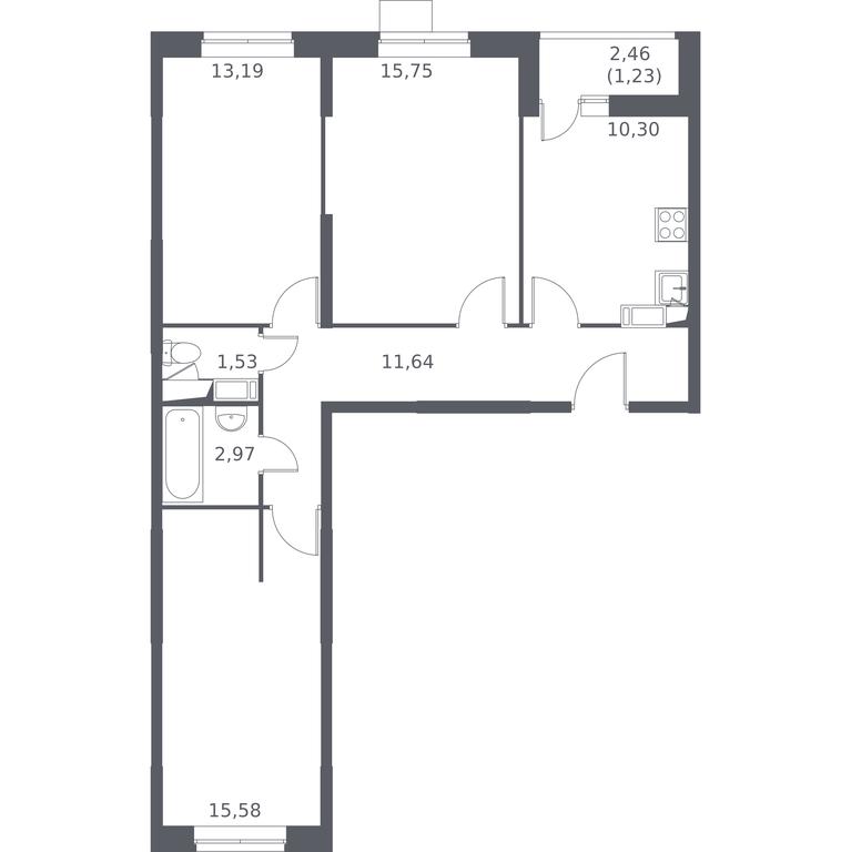 2-BD Apartment Sale, 71.1平方米 at Tomilino Park, 1-y kvartal, posyolok Zhilino-1, Lubertsy City District, Moscow Region, Russia #1