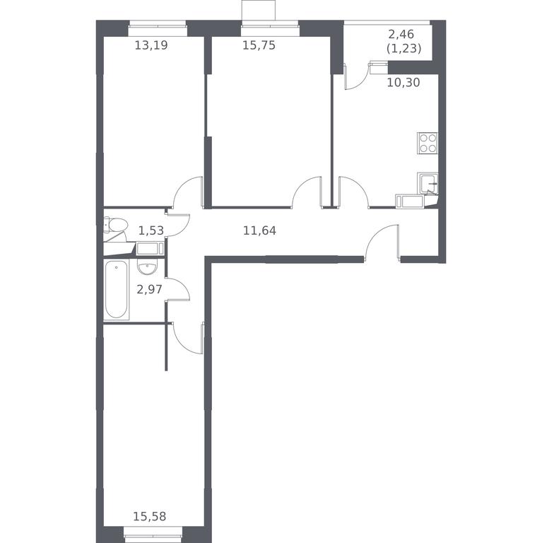 2-BD Apartment Sale, 71.1平方米 at Tomilino Park, 1-y kvartal, posyolok Zhilino-1, Lubertsy City District, Moscow Region, Russia #2