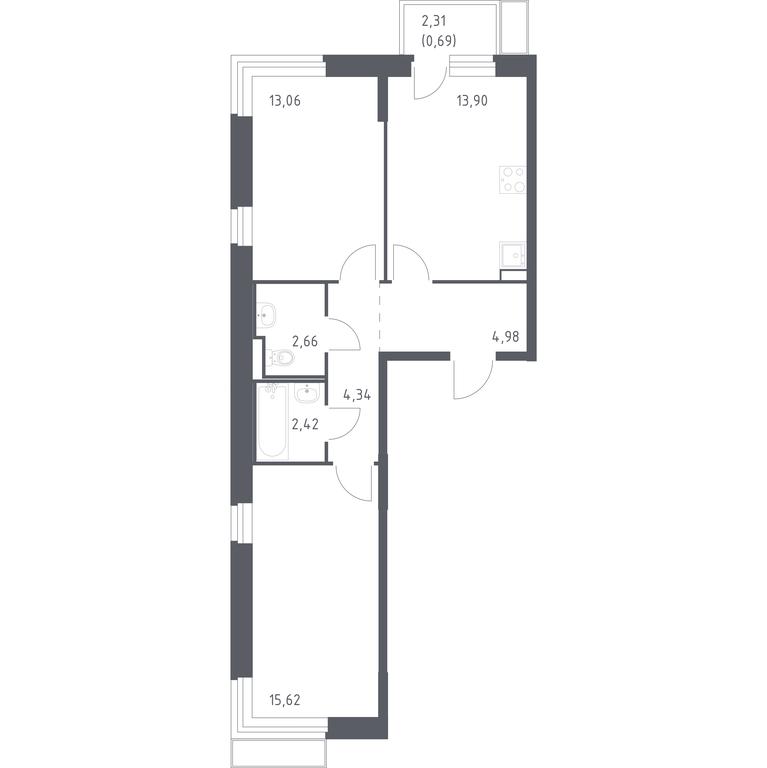 1-BD Apartment Sale, 57.67 sq. m. at Kvartal Marino, kvartal № 175, 1с1, Filimonkovskoye Municipal Formation, Moscow, Russia #1 1-BD Apartment Sale, 57.67 sq. m. at Kvartal Marino, kvartal № 175, 1с1, Filimonkovskoye Municipal Formation, Moscow, Russia #1