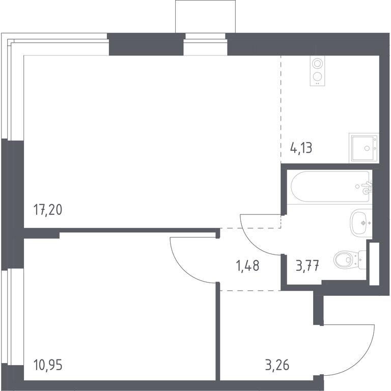 Apartment Sale, 40.79平方米 at Podolskie Kvartaly, zhiloy kompleks Podolskiye Kvartaly, Ryazanovskoe Settlement, Moscow, Russia #1