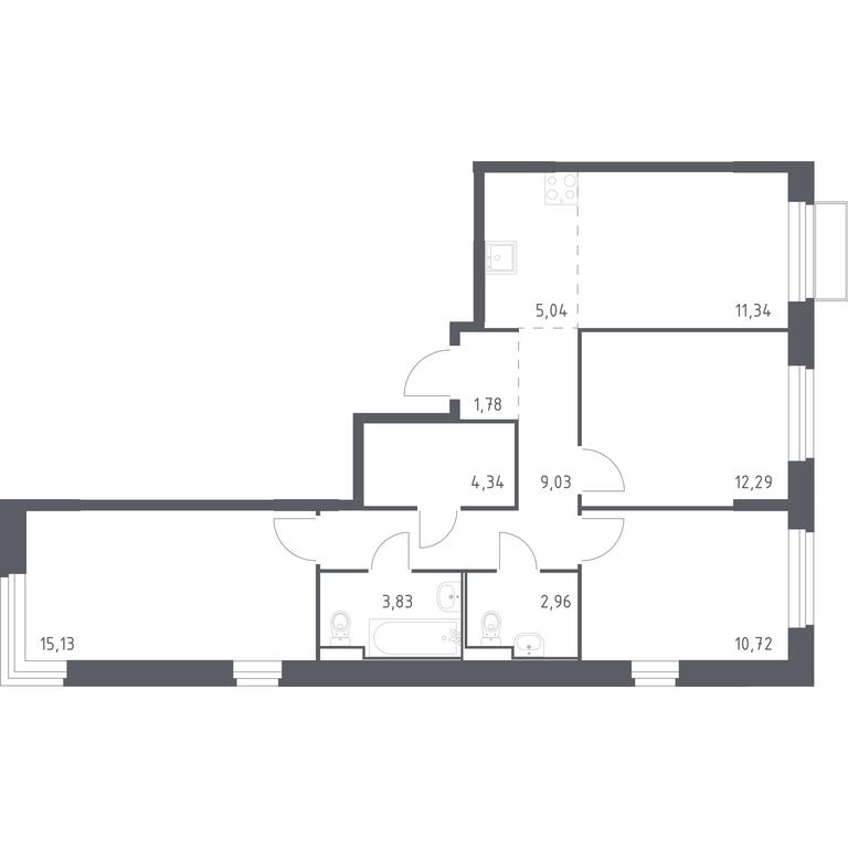 2-BD Apartment Sale, 76.46平方米 at Kvartal Marino, kvartal № 175, 1с1, Filimonkovskoye Municipal Formation, Moscow, Russia #1 2-BD Apartment Sale, 76.46平方米 at Kvartal Marino, kvartal № 175, 1с1, Filimonkovskoye Municipal Formation, Moscow, Russia #1