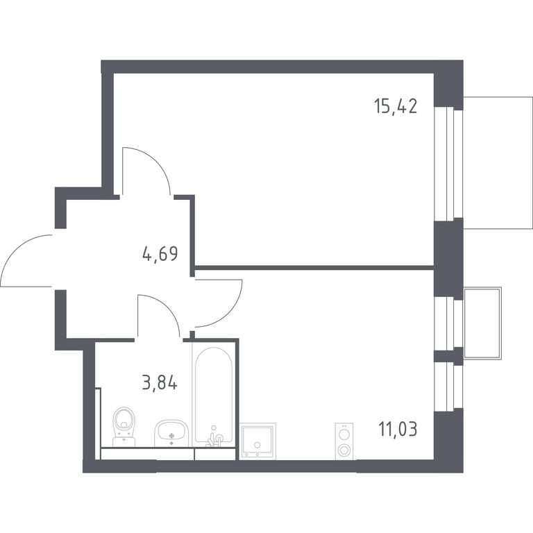 Apartment Sale, 34.98 sq. m. at Novoe Vidnoe, Kalinovka Village, Leninskiy City District, Moscow Region, Russia #1