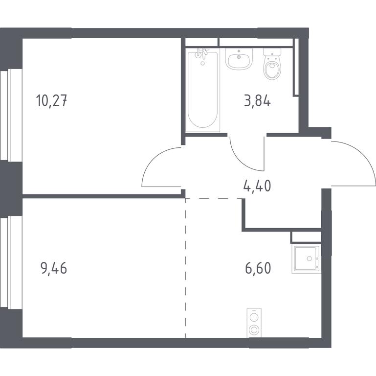 Apartment Sale, 34.57 sq. m. at Novoe Vidnoe, Kalinovka Village, Leninskiy City District, Moscow Region, Russia #1