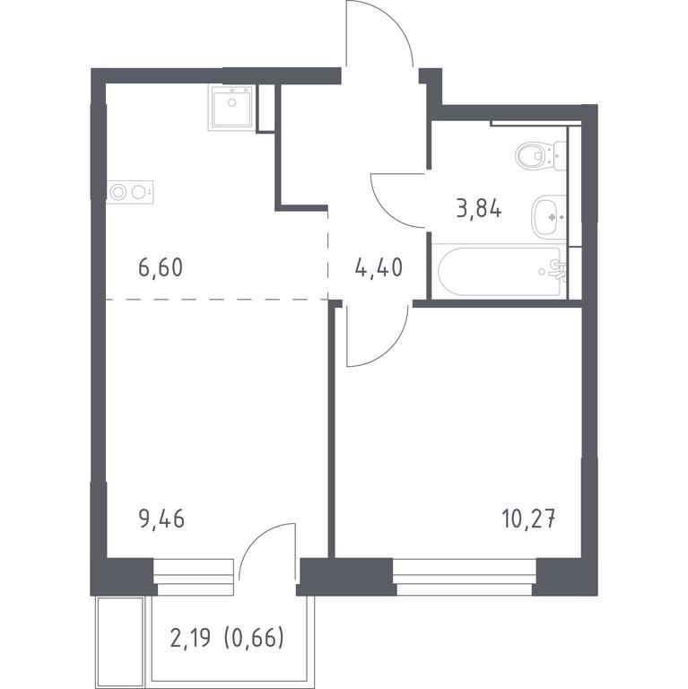 Apartment Sale, 35.23 sq. m. at Novoe Vidnoe, Kalinovka Village, Leninskiy City District, Moscow Region, Russia #1