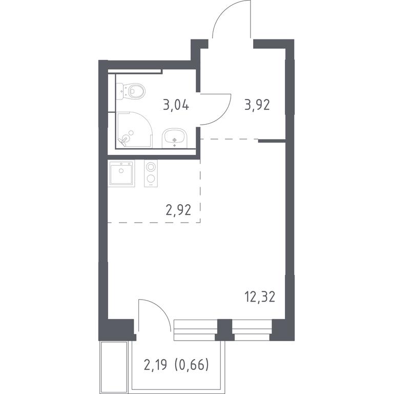 Apartment Sale, 22.86平方米 at Novoe Vidnoe, Kalinovka Village, Leninskiy City District, Moscow Region, Russia #1