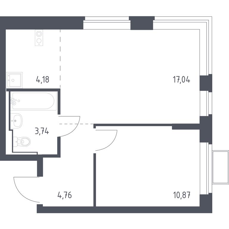 Apartment Sale, 40.59 sq. m. at Novoe Vidnoe, Kalinovka Village, Leninskiy City District, Moscow Region, Russia #1