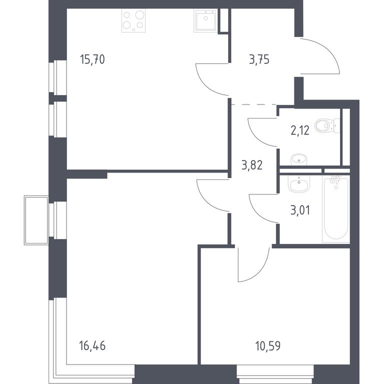 1-BD Apartment Sale, 55.45 sq. m. at Novoe Vidnoe, Kalinovka Village, Leninskiy City District, Moscow Region, Russia #1 1-BD Apartment Sale, 55.45 sq. m. at Novoe Vidnoe, Kalinovka Village, Leninskiy City District, Moscow Region, Russia #1