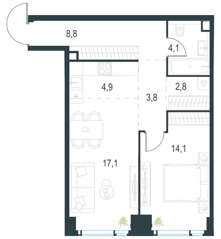 1-BD Apartment Sale, 55.6平方米 at Level Michurinskiy, Озёрная улица, вл1, Москва, Россия #2 1-BD Apartment Sale, 55.6平方米 at Level Michurinskiy, Озёрная улица, вл1, Москва, Россия #2