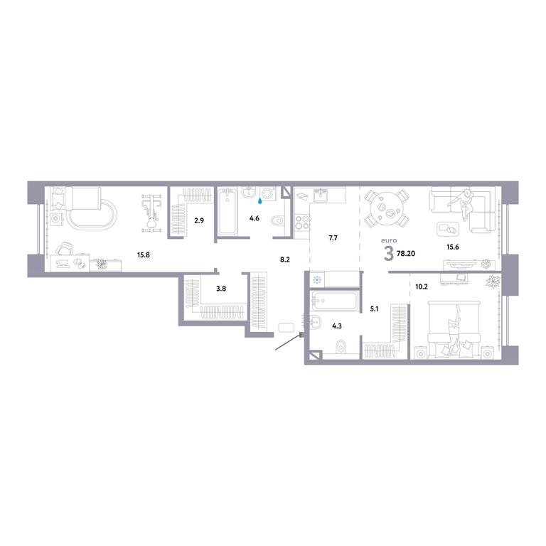 2-BD Apartment Sale, 78.2 sq. m. at Strana.Ozernaya, Ozyornaya Street, 42с7, Moscow, Russia #1 2-BD Apartment Sale, 78.2 sq. m. at Strana.Ozernaya, Ozyornaya Street, 42с7, Moscow, Russia #1