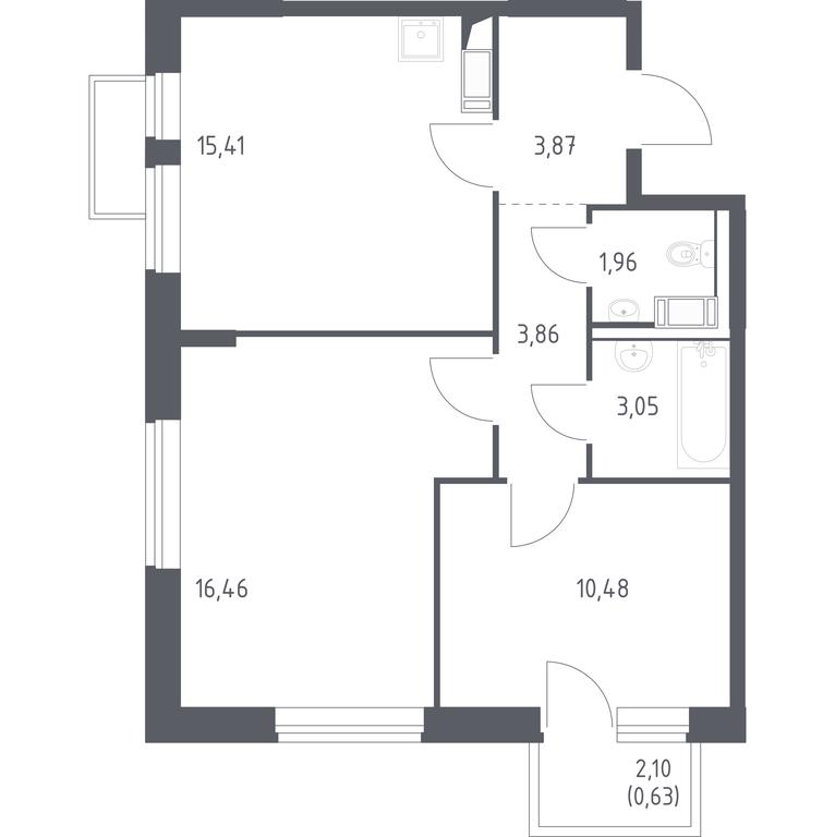 1-BD Apartment Sale, 54.4 sq. m. at Tomilino Park, 1-y kvartal, posyolok Zhilino-1, Lubertsy City District, Moscow Region, Russia #1 1-BD Apartment Sale, 54.4 sq. m. at Tomilino Park, 1-y kvartal, posyolok Zhilino-1, Lubertsy City District, Moscow Region, Russia #1